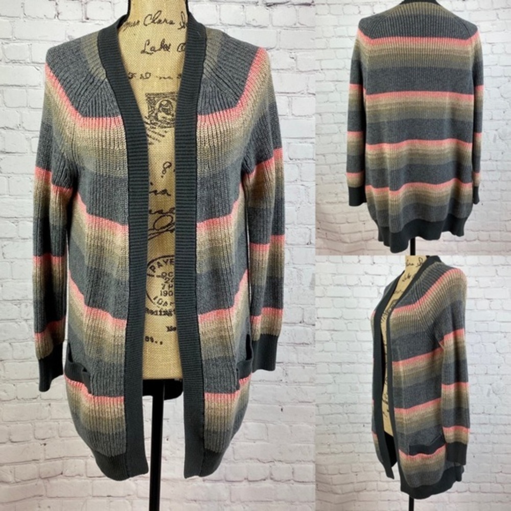 Gap Open Front Striped Cardigan With Pockets